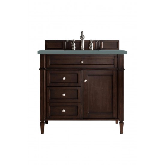 Brittany 36" Burnished Mahogany Single Vanity w/ 3 CM Cala Blue Quartz Top