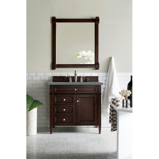 Brittany 36" Burnished Mahogany Single Vanity w/ 3 CM Cala Blue Quartz Top