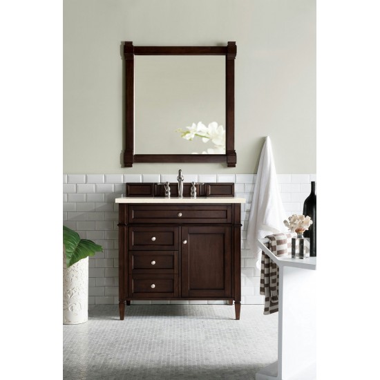 Brittany 36" Burnished Mahogany Single Vanity w/ 3 CM Eternal Marfil Quartz Top