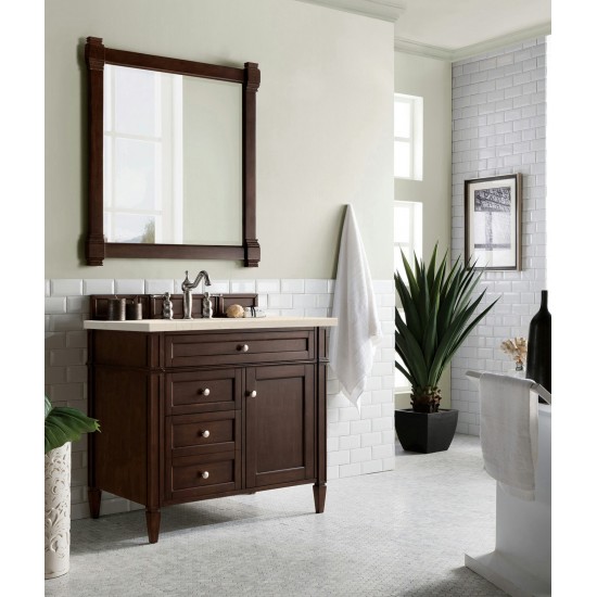 Brittany 36" Burnished Mahogany Single Vanity w/ 3 CM Eternal Marfil Quartz Top