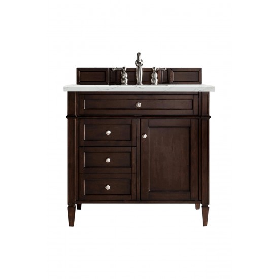 Brittany 36" Burnished Mahogany Single Vanity w/ 3 CM Ethereal Noctis Quartz Top