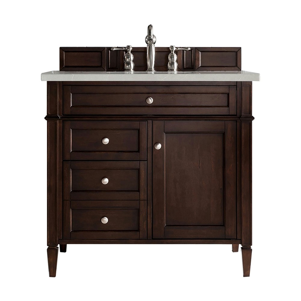 Brittany 36" Burnished Mahogany Single Vanity w/ 3 CM Eternal Serena Quartz Top