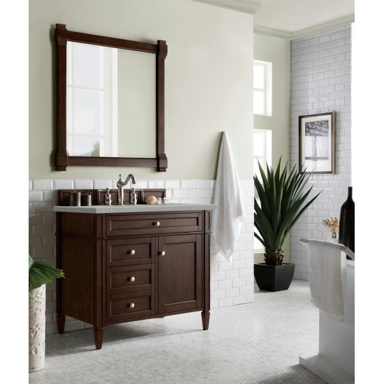 Brittany 36" Burnished Mahogany Single Vanity w/ 3 CM Eternal Serena Quartz Top