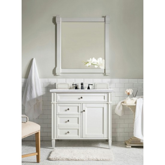 Brittany 36" Bright White Single Vanity w/ 3 CM Arctic Fall Solid Surface Top