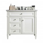 Brittany 36" Bright White Single Vanity w/ 3 CM Carrara Marble Top