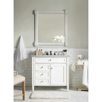 Brittany 36" Bright White Single Vanity w/ 3 CM Carrara Marble Top