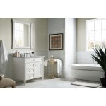 Brittany 36" Bright White Single Vanity w/ 3 CM Carrara Marble Top