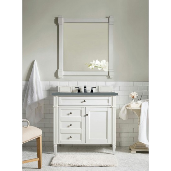 Brittany 36" Bright White Single Vanity w/ 3 CM Cala Blue Quartz Top