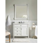 Brittany 36" Bright White Single Vanity w/ 3 CM Classic White Quartz Top
