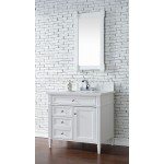Brittany 36" Bright White Single Vanity w/ 3 CM Classic White Quartz Top