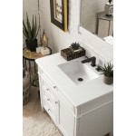 Brittany 36" Bright White Single Vanity w/ 3 CM Classic White Quartz Top