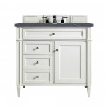 Brittany 36" Bright White Single Vanity w/ 3 CM Charcoal Soapstone Quartz Top