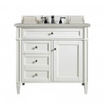 Brittany 36" Bright White Single Vanity w/ 3 CM Eternal Serena Quartz Top