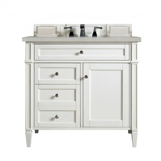 Brittany 36" Bright White Single Vanity w/ 3 CM Eternal Serena Quartz Top