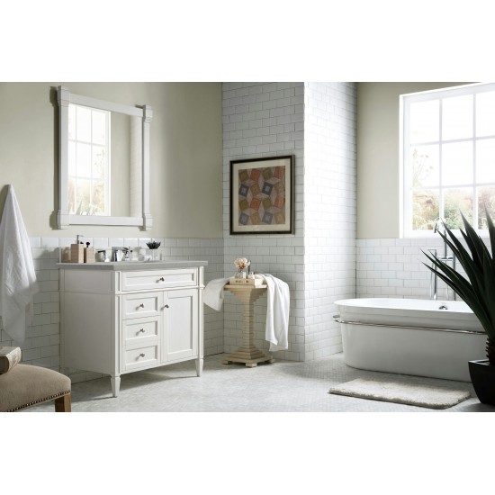 Brittany 36" Bright White Single Vanity w/ 3 CM Eternal Serena Quartz Top