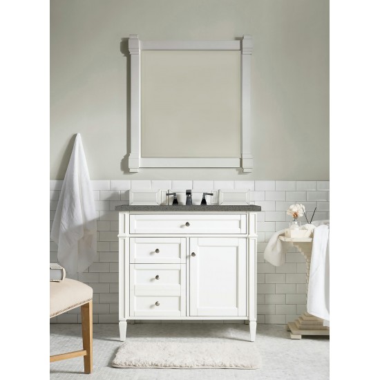 Brittany 36" Bright White Single Vanity w/ 3 CM Grey Expo Quartz Top