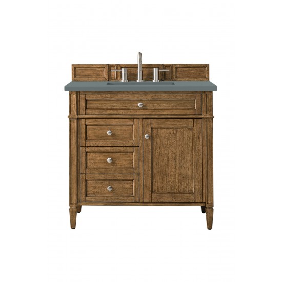 Brittany 36" Saddle Brown Single Vanity w/ 3 CM Cala Blue Quartz Top