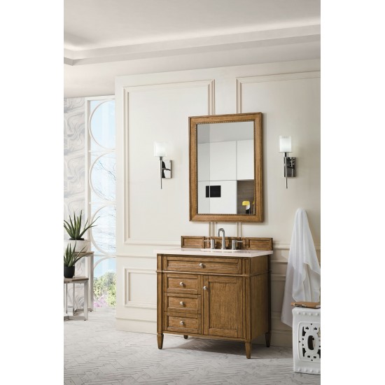 Brittany 36" Saddle Brown Single Vanity w/ 3 CM Eternal Marfil Quartz Top