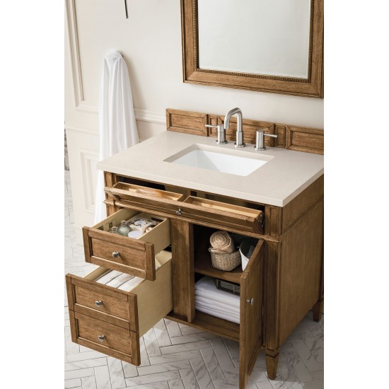 Brittany 36" Saddle Brown Single Vanity w/ 3 CM Eternal Marfil Quartz Top