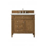 Brittany 36" Saddle Brown Single Vanity w/ 3 CM Ethereal Noctis Quartz Top