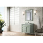 Brittany 36" Sage Green Single Vanity w/ 3 CM Arctic Fall Solid Surface Top