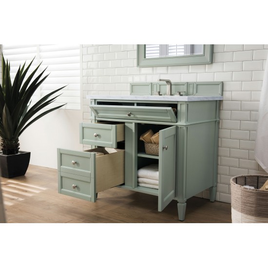 Brittany 36" Sage Green Single Vanity w/ 3 CM Arctic Fall Solid Surface Top