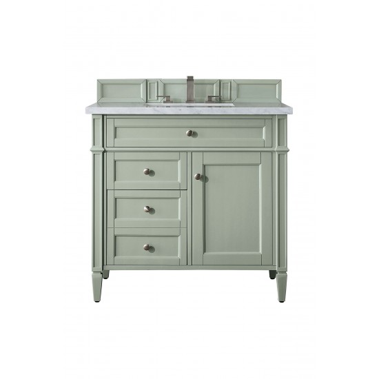 Brittany 36" Sage Green Single Vanity w/ 3 CM Carrara Marble Top