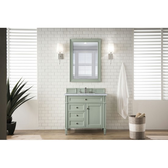 Brittany 36" Sage Green Single Vanity w/ 3 CM Carrara Marble Top