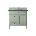 Brittany 36" Sage Green Single Vanity w/ 3 CM Charcoal Soapstone Quartz Top