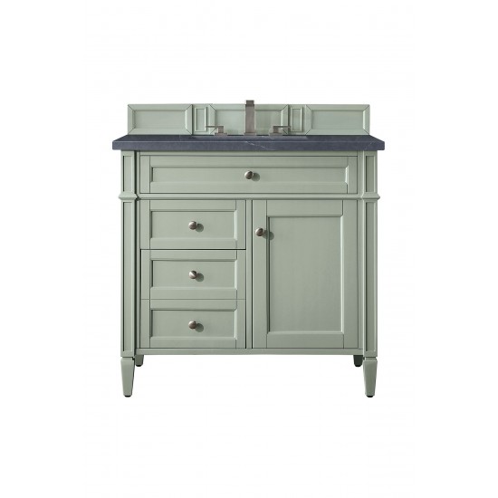 Brittany 36" Sage Green Single Vanity w/ 3 CM Charcoal Soapstone Quartz Top