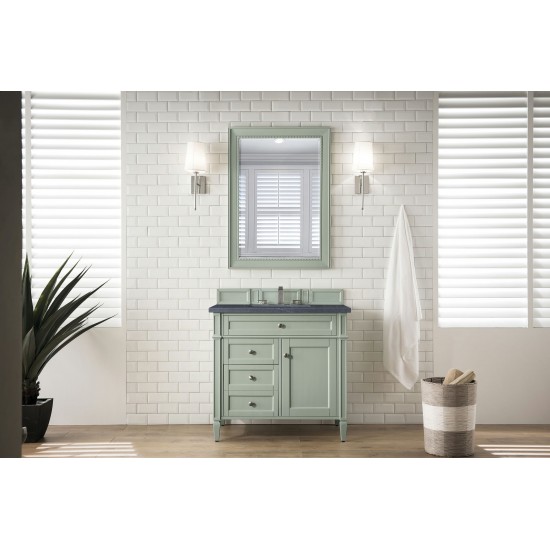 Brittany 36" Sage Green Single Vanity w/ 3 CM Charcoal Soapstone Quartz Top