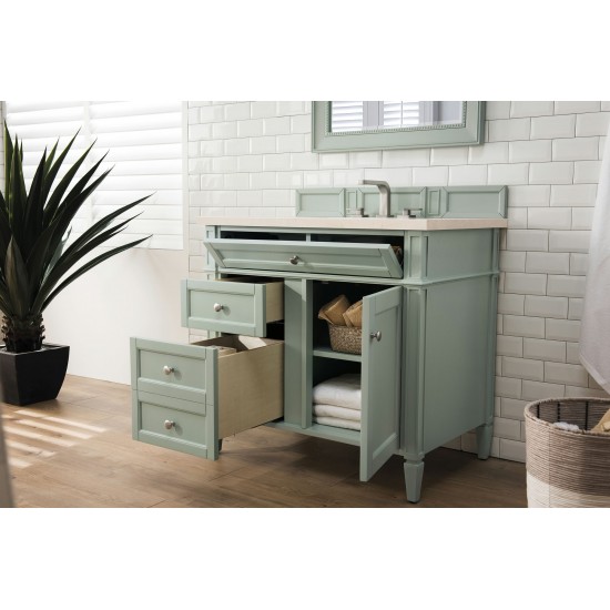 Brittany 36" Sage Green Single Vanity w/ 3 CM Eternal Marfil Quartz Top