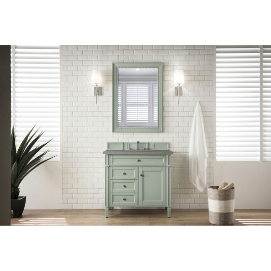 Brittany 36" Sage Green Single Vanity w/ 3 CM Grey Expo Quartz Top