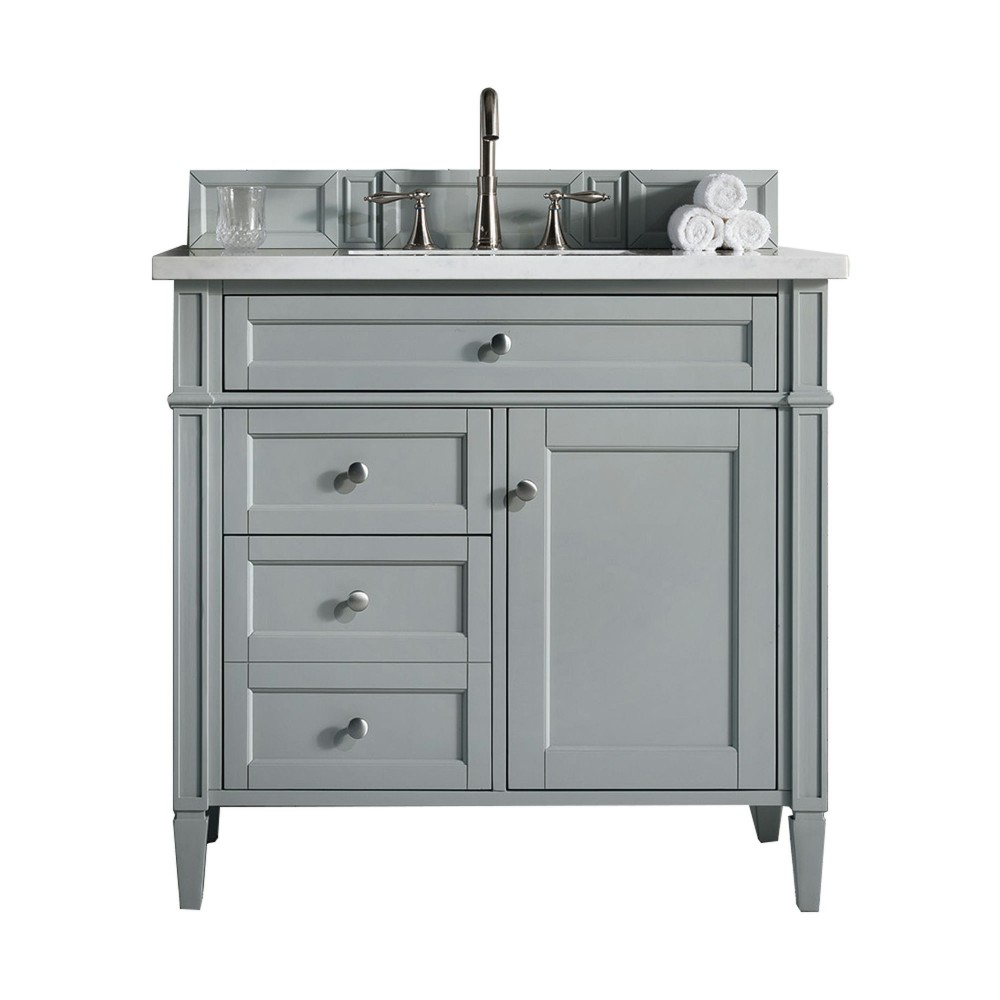 Brittany 36" Urban Gray Single Vanity w/ 3 CM Carrara Marble Top