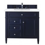 Brittany 36" Victory Blue Single Vanity w/ 3 CM Arctic Fall Solid Surface Top