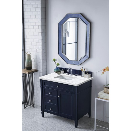 Brittany 36" Victory Blue Single Vanity w/ 3 CM Arctic Fall Solid Surface Top