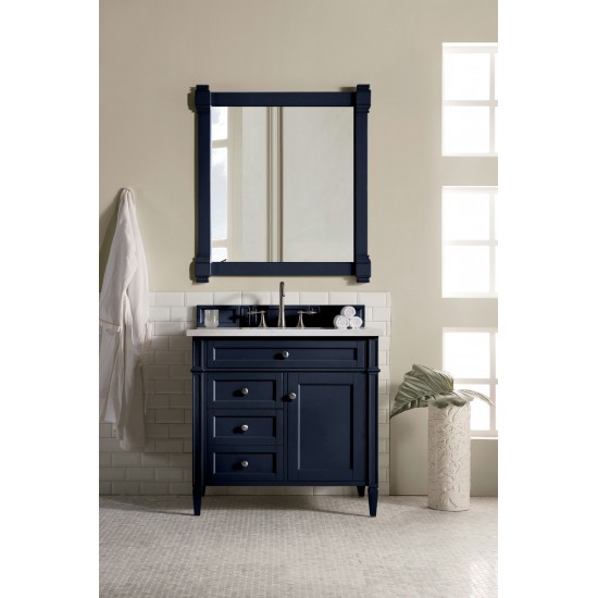 Brittany 36" Victory Blue Single Vanity w/ 3 CM Classic White Quartz Top