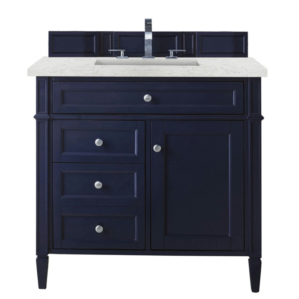 Brittany 36" Victory Blue Single Vanity w/ 3 CM Eternal Jasmine Pearl Quartz Top