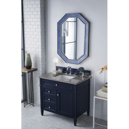 Brittany 36" Victory Blue Single Vanity w/ 3 CM Grey Expo Quartz Top