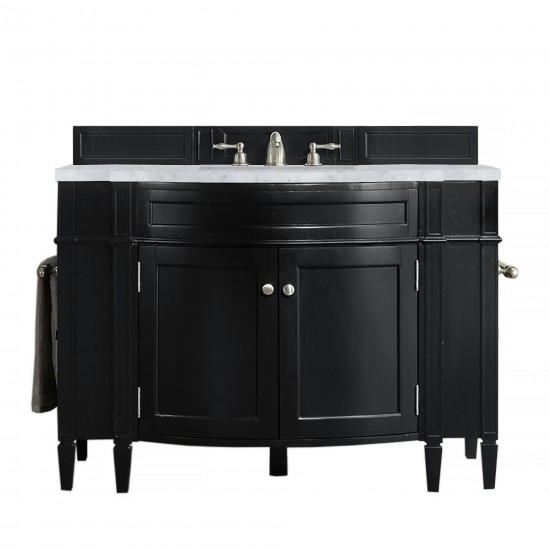 Brittany 46" Single Vanity, Black Onyx w/ 3 CM Carrara Marble Top