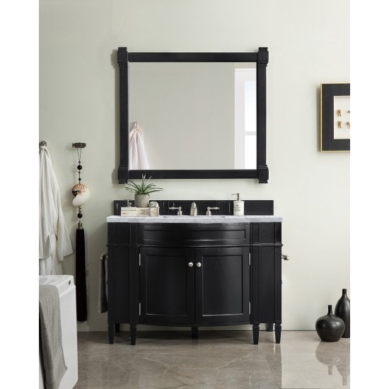 Brittany 46" Single Vanity, Black Onyx w/ 3 CM Carrara Marble Top