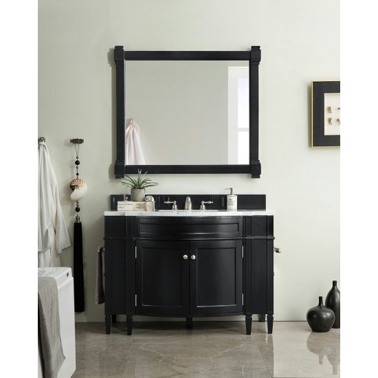 Brittany 46" Single Vanity, Black Onyx w/ 3 CM Classic White Quartz Top