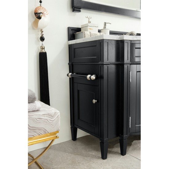 Brittany 46" Single Vanity, Black Onyx w/ 3 CM Classic White Quartz Top