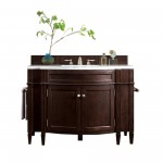 Brittany 46" Single Vanity, Burnished Mahogany w/ 3 CM Classic White Quartz Top