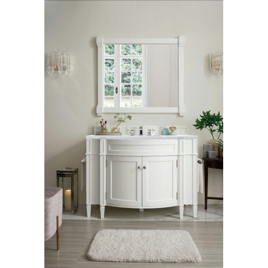 Brittany 46" Single Vanity, Bright White w/ 3 CM Arctic Fall Solid Surface Top