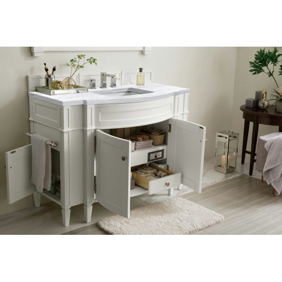 Brittany 46" Single Vanity, Bright White w/ 3 CM Arctic Fall Solid Surface Top