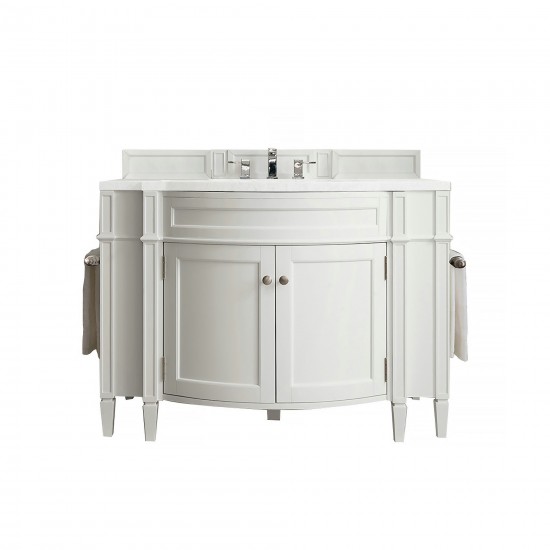 Brittany 46" Single Vanity, Bright White w/ 3 CM Classic White Quartz Top