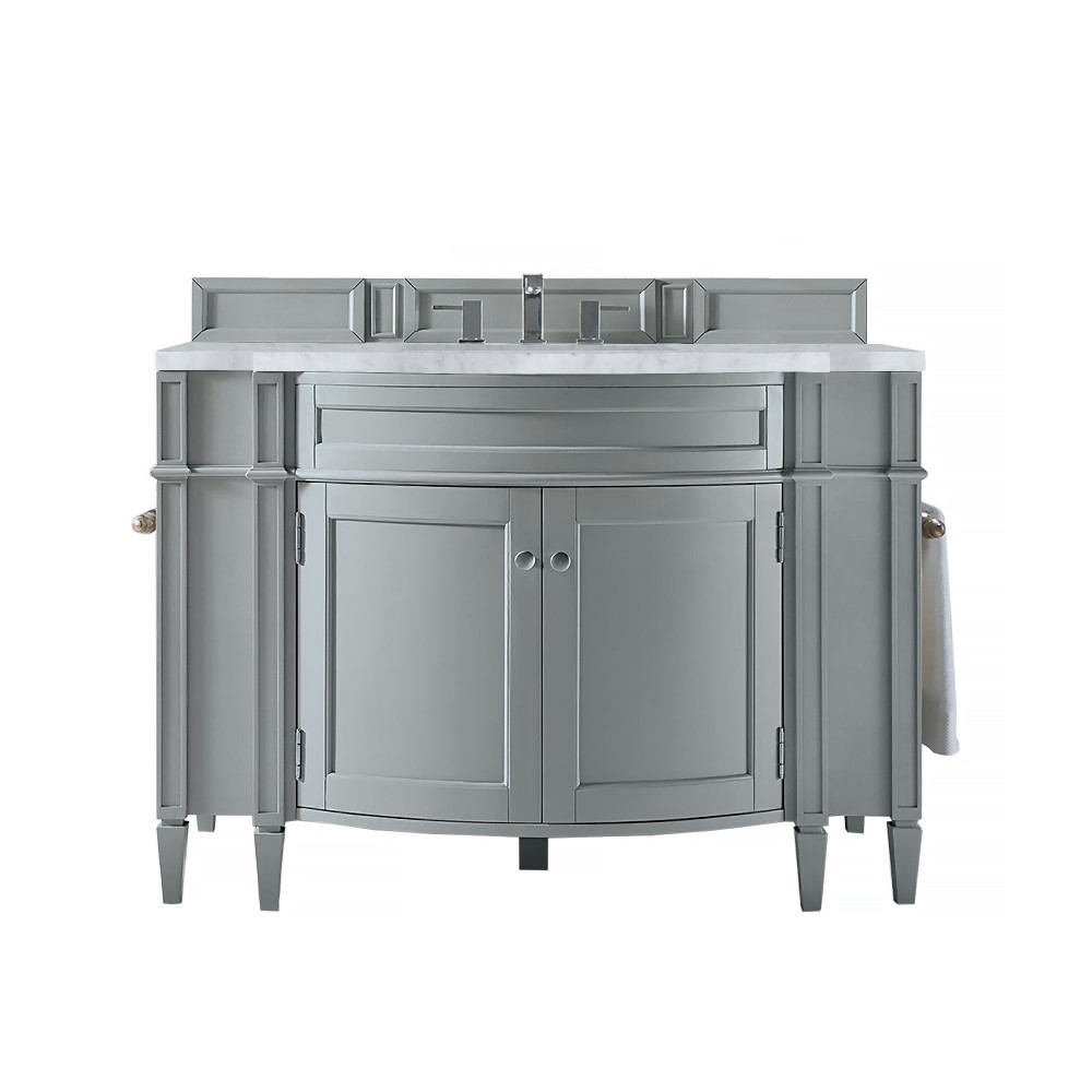Brittany 46" Single Vanity Urban Gray w/ 3 CM Carrara Marble Top Brittany 46" Single Vanity Urban Gray w/ 3 CM Carrara Marble Top
