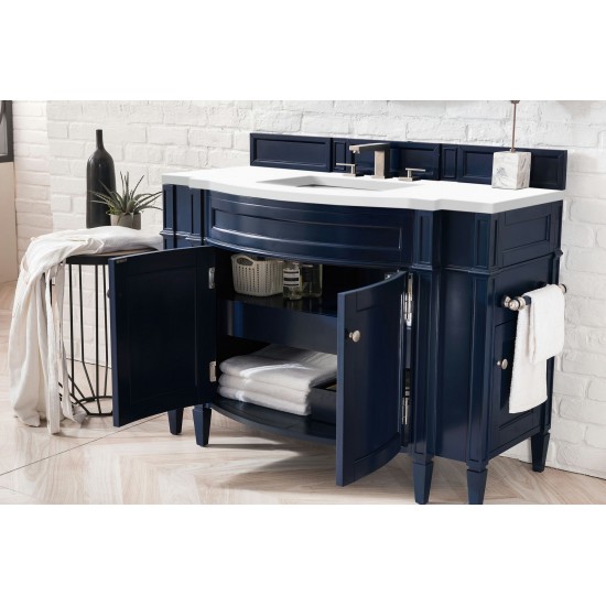 Brittany 46" Single Vanity Victory Blue w/ 3 CM Classic White Quartz Top