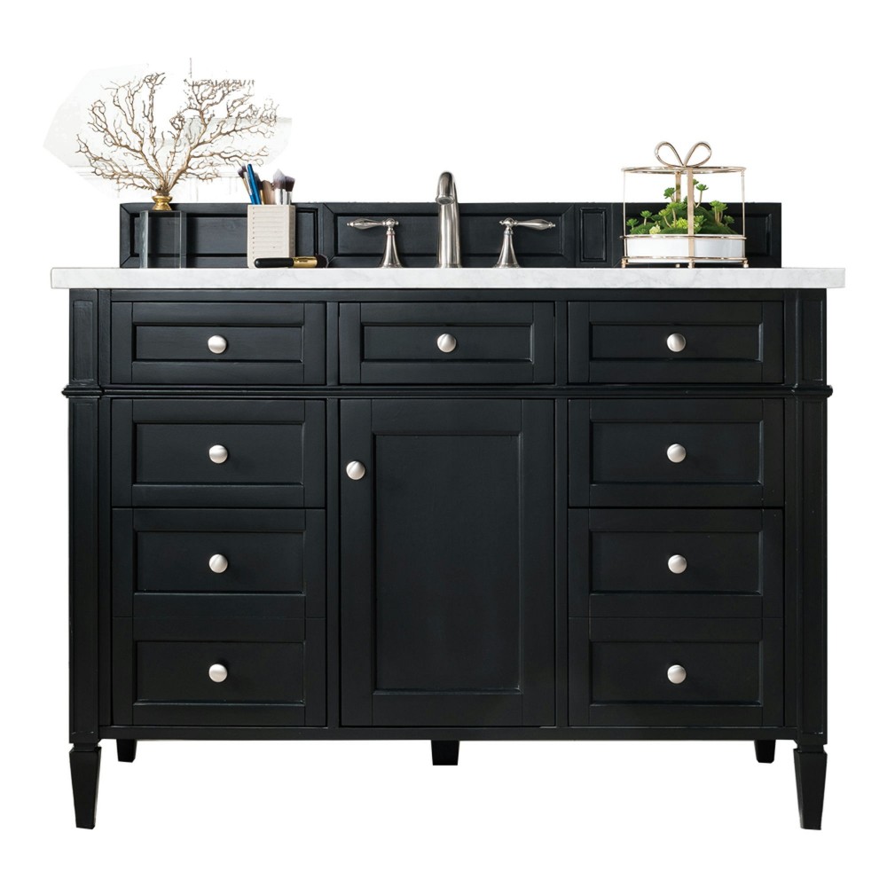 Brittany 48" Black Onyx Single Vanity w/ 3 CM Carrara Marble Top